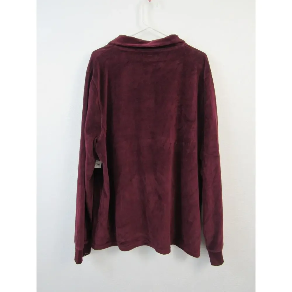 NWT Arizona Jean Co. XXL Men’s Retro Velour Mock Neck Sweatshirt Autumn Burgundy